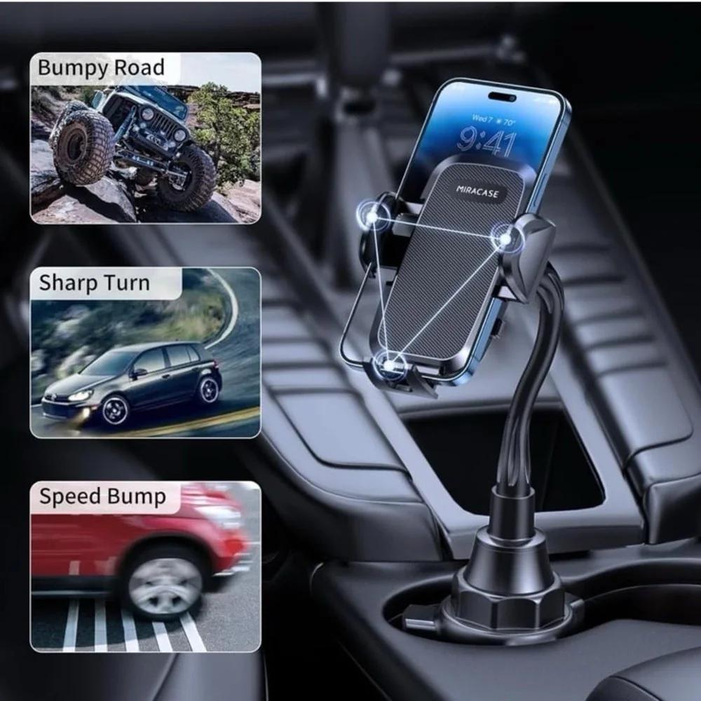 Miracase Cup Holder Phone Mount - Universal‎ Gooseneck Adjustable Car Cell Phone